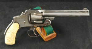 079-0121-7393, Smith and Wesson Safety Hammerless .38 CARVED IVORY GRIPS. BUY NOW