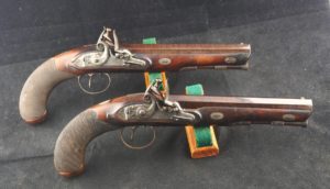 621-1220-0001, Pair of English .60 Cal Flint Dueling Pistols: BUY NOW
