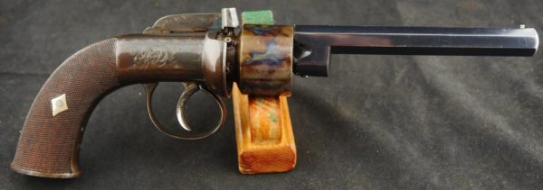 GR79-0821-5231, Cased exceptional English Transition Pepperbox 6 shot. BLOWOUT