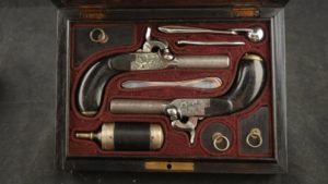 GR79-0722-4256, Form fit French Cased Set of single shot percussion pistols. BUY NOW