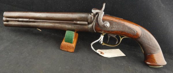 079-0722-8058, Howda style over/under double barrel percussion pistol. BLOWOUT - Image 3