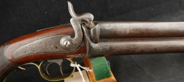 079-0722-8058, Howda style over/under double barrel percussion pistol. BLOWOUT - Image 5