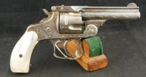 GR79-0323-4618, Early Smith and Wesson .38 DA with NY Dealer Engraved. Gold Finish. BUY NOW