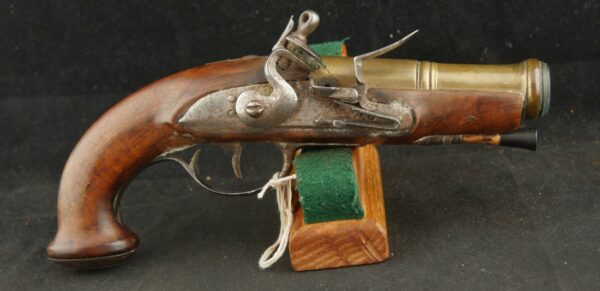 GR-0524-6238, Unmarked Flint Pistol with brass cannon barrel. BLOWOUT