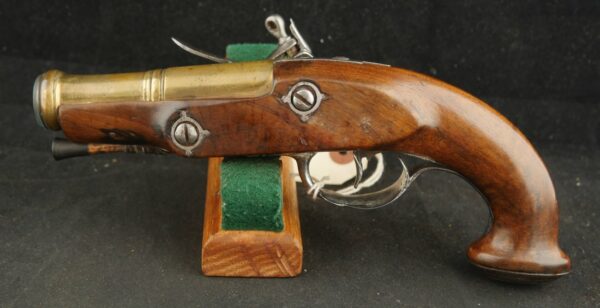 GR-0524-6238, Unmarked Flint Pistol with brass cannon barrel. BLOWOUT - Image 3