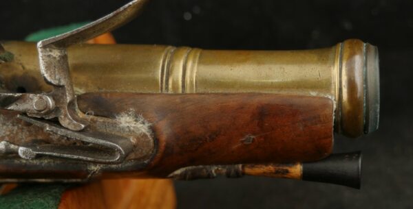 GR-0524-6238, Unmarked Flint Pistol with brass cannon barrel. BLOWOUT - Image 5