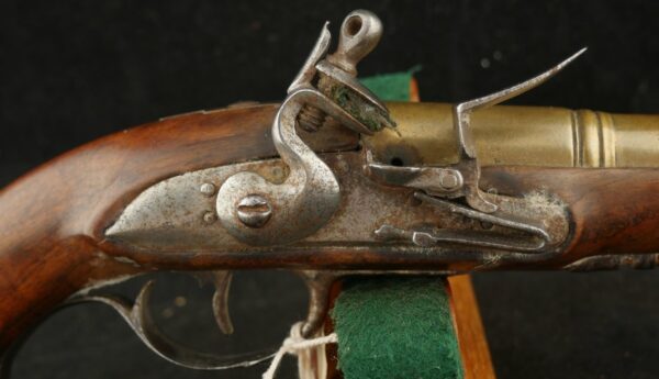 GR-0524-6238, Unmarked Flint Pistol with brass cannon barrel. BLOWOUT - Image 6