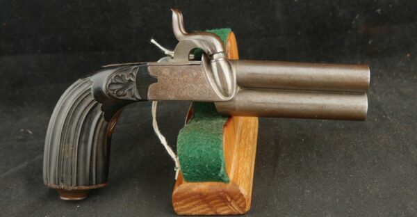 GR-0624-6237, Belgian Double Over and Under Barrel Percussion Pistol. BLOWOUT