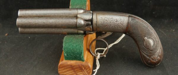 GR-0724-6271, Belgium 4 cannon barrel pepperbox. BLOWOUT