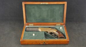 079-0724-9082, Volcanic Pocket Pistol, with 3 1/2 inch barrel in period dealer case. BUY NOW