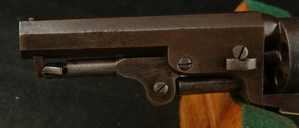 GR-0924-6351, Colt M-1849 4 inch pocket, 5 shot, .31. 90% scene, 90% grip varnish, 90% tarnished silver. BUY NOW - Image 11