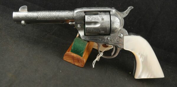 079-1224-7484, Colt Single Action with handsome Custom Engraved with pearl grips in .45. BUY NOW - Image 3