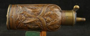 GR-0725-6252J, 3 Compartment Decorated Pistol Flask. BLOWOUT
