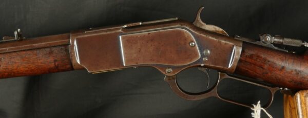 079-0525-H0043, Special Order Winchester M-1873 Octagon 2nd model with thumb print dust cover. BUY NOW - Image 15