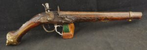GR-0525-6593, Flint Ottoman Empire Single Shot raise carved pistol. BLOWOUT
