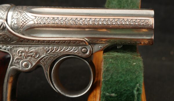 GR-0925-6648, Wonderful Remington Elliot 5 shot pepperbox in .22 RF with exceptional dealer deluxe engraving and silver finish. BUY NOW - Image 15