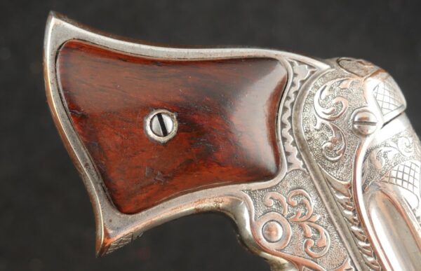 GR-0925-6648, Wonderful Remington Elliot 5 shot pepperbox in .22 RF with exceptional dealer deluxe engraving and silver finish. BUY NOW - Image 16