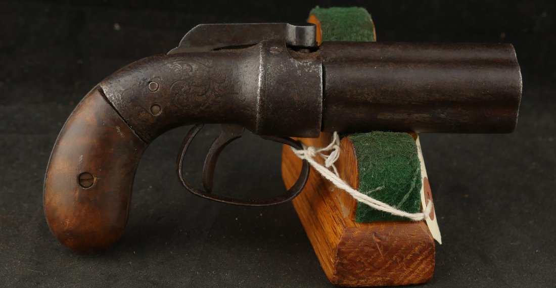 079-1025-0225, Manhattan Pepperbox in near relic condition with very dark patina. BLOWOUT