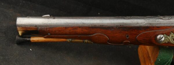 079-1025-7529, German Flint Lock Pistol c. 1700-1730 with raised carving on the stock. BUY NOW - Image 11