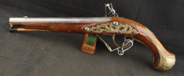 079-1025-7529, German Flint Lock Pistol c. 1700-1730 with raised carving on the stock. BUY NOW - Image 3