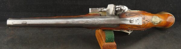 079-1025-7529, German Flint Lock Pistol c. 1700-1730 with raised carving on the stock. BUY NOW - Image 4