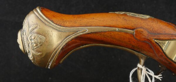 079-1025-7529, German Flint Lock Pistol c. 1700-1730 with raised carving on the stock. BUY NOW - Image 7