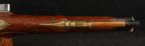 079-1025-7529, German Flint Lock Pistol c. 1700-1730 with raised carving on the stock. BUY NOW - Image 8