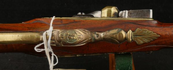079-1025-7529, German Flint Lock Pistol c. 1700-1730 with raised carving on the stock. BUY NOW - Image 9
