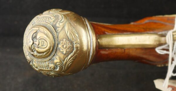079-1025-7529, German Flint Lock Pistol c. 1700-1730 with raised carving on the stock. BUY NOW - Image 10