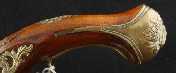 079-1025-7529, German Flint Lock Pistol c. 1700-1730 with raised carving on the stock. BUY NOW - Image 13