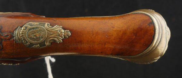 079-1025-7529, German Flint Lock Pistol c. 1700-1730 with raised carving on the stock. BUY NOW - Image 16