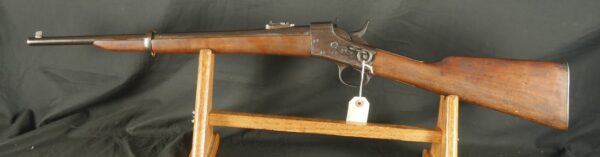 GR-1025-6669, Remington Rolling Block Carbine. 20 inch barrel. I believe it is a 7 MM cal. BLOWOUT