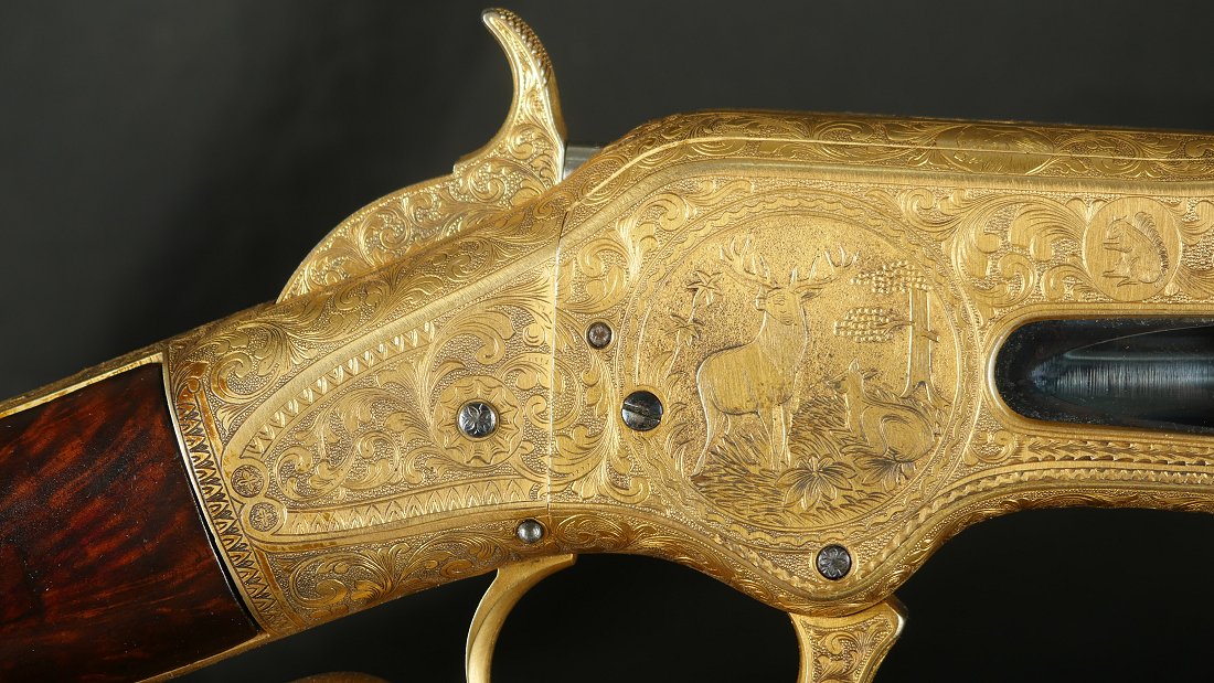 GR-1025-6650, Spectacular Custom Engraving on a Winchester Model 1866 3rd model. BUY NOW - Image 7