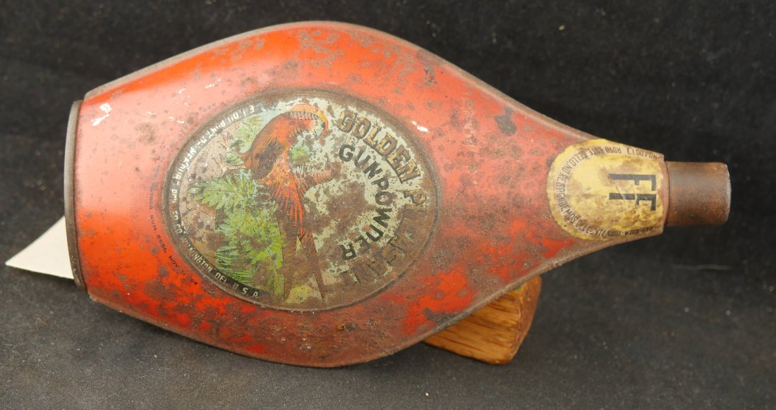 079-0126-9405, Golden Pheasant Gunpowder Flask Tin. BLOWOUT