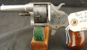 079-0426-9522, Colt House 5 shot .41 RF SA Pistol with 90% overall nickel. BLOWOUT
