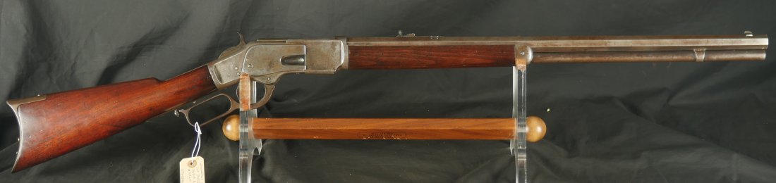 079-0826-7544, 1st Model Winchester Model 1873 Octagon Barrel Rifle in 44-40 with thumb print dust cover in slot. BUY NOW