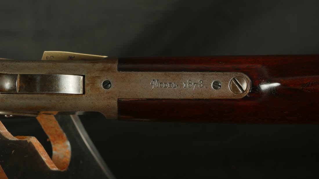 079-0826-7544, 1st Model Winchester Model 1873 Octagon Barrel Rifle in 44-40 with thumb print dust cover in slot. BUY NOW - Image 20